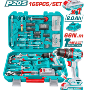 TOTAL THKTHP41667 166 piece cordless drill and hand tools set