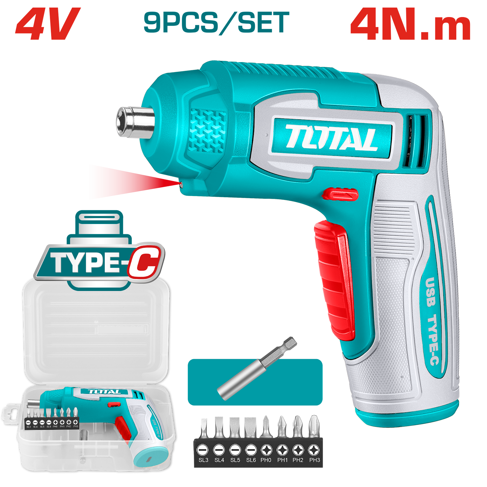 TOTAL TSDLI0458 Cordless screwdriver 4V 1 TOTAL TSDLI0458 Cordless screwdriver 4V