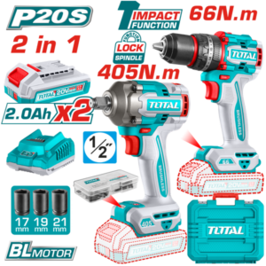 TOTAL TCKLI20286 Cordless 2 pcs combo kit 20V