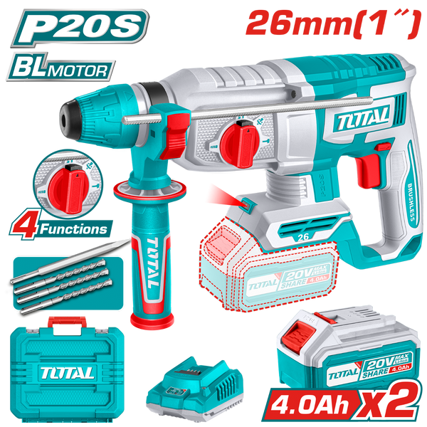 TOTAL TRHLI202682 Cordless rotary hammer 20V 1 TOTAL TRHLI202682 Cordless rotary hammer 20V