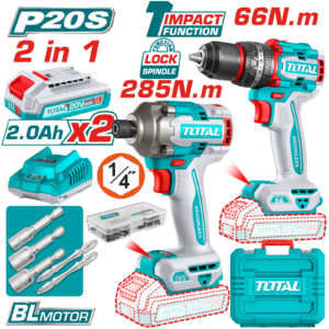 TOTAL TCKLI20277 Cordless 2 pcs combo kit 20V