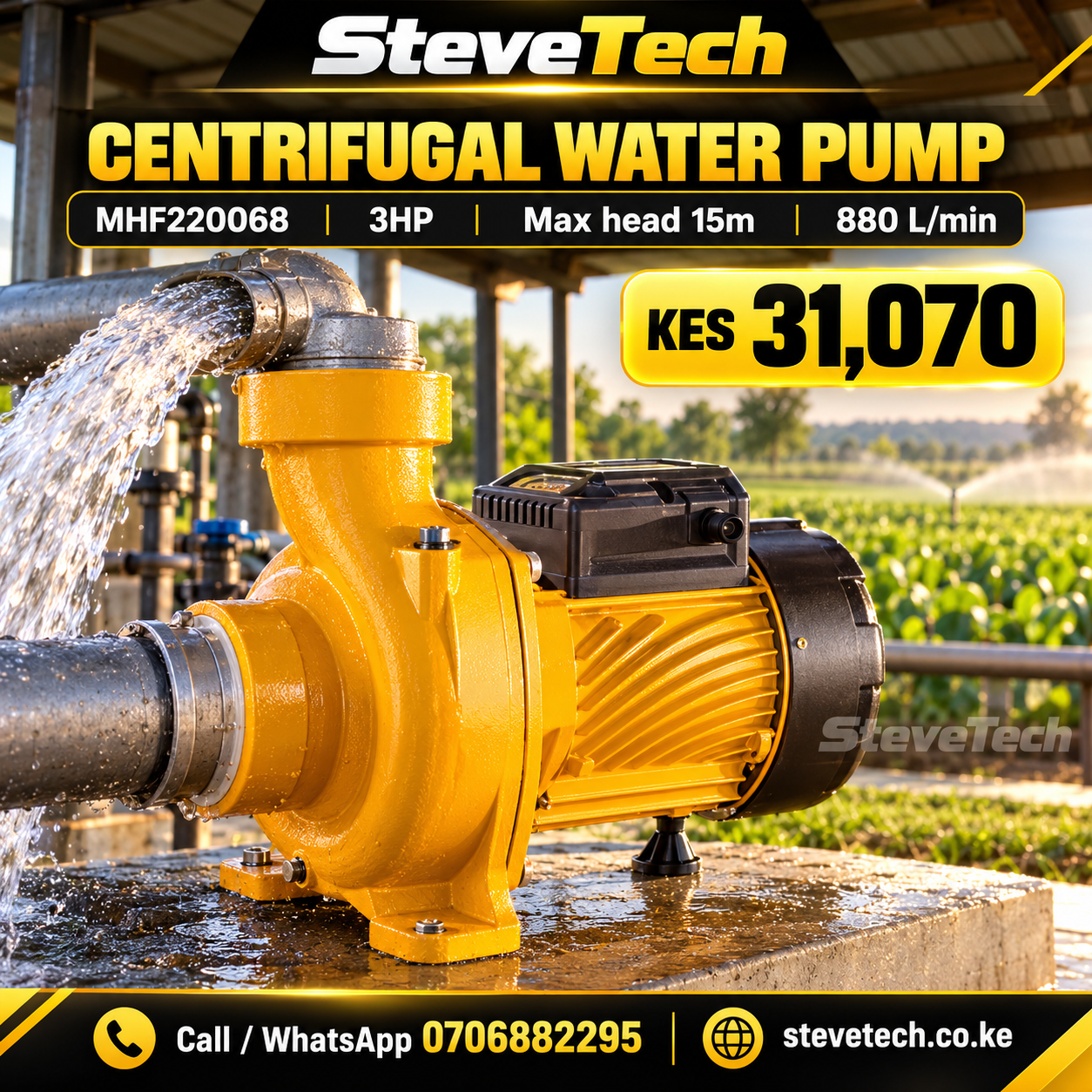 INGCO MHF220068 3HP Centrifugal Water Pump 1 INGCO MHF220068 3HP Centrifugal Water Pump – SteveTech poster with price KES 31,070