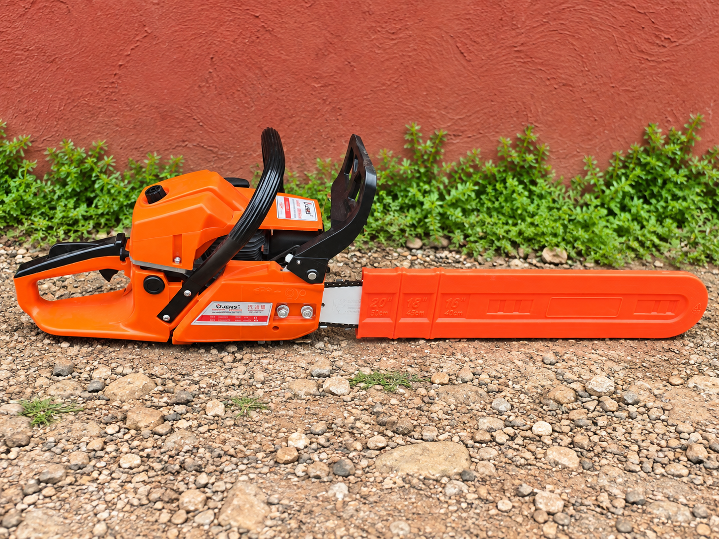 U-JENS 58cc Petrol Chainsaw 3000W – OJS5800-2 Kenya 3 U-JENS OJS5800-2 58cc petrol chainsaw specification label close-up