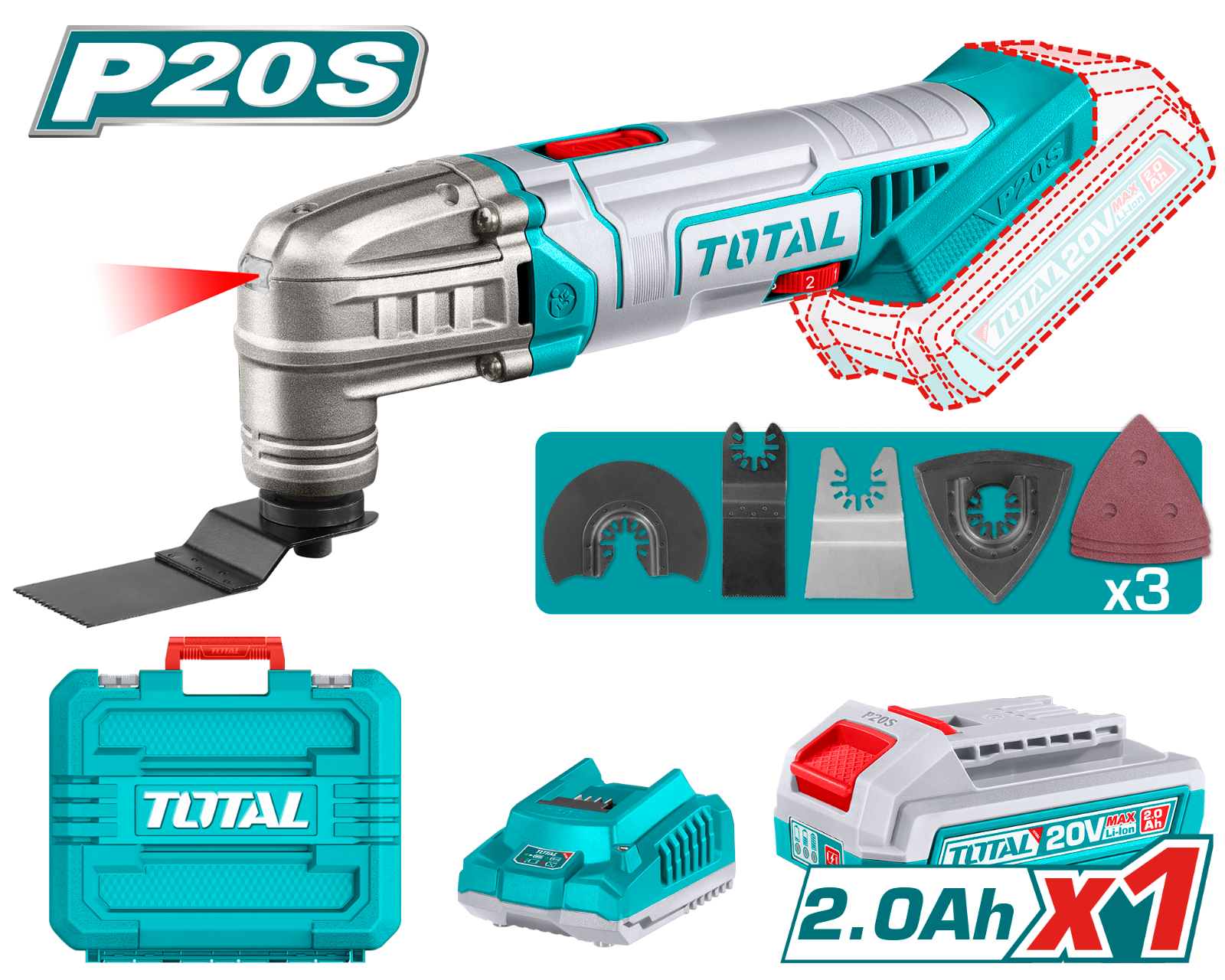 TOTAL TMLI20228 Cordless multi-tool 20V 1 TOTAL TMLI20228 Cordless multi-tool 20V