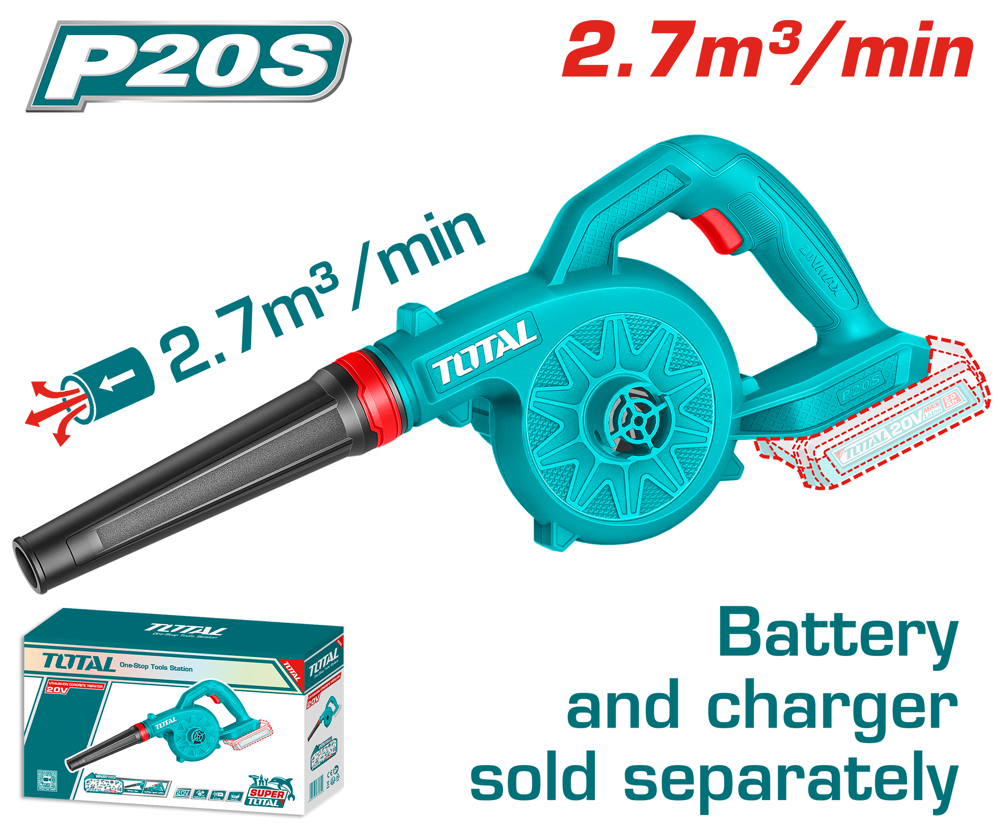 TOTAL TABLI2078 Cordless blower 20V 1 TOTAL TABLI2078 Cordless blower 20V